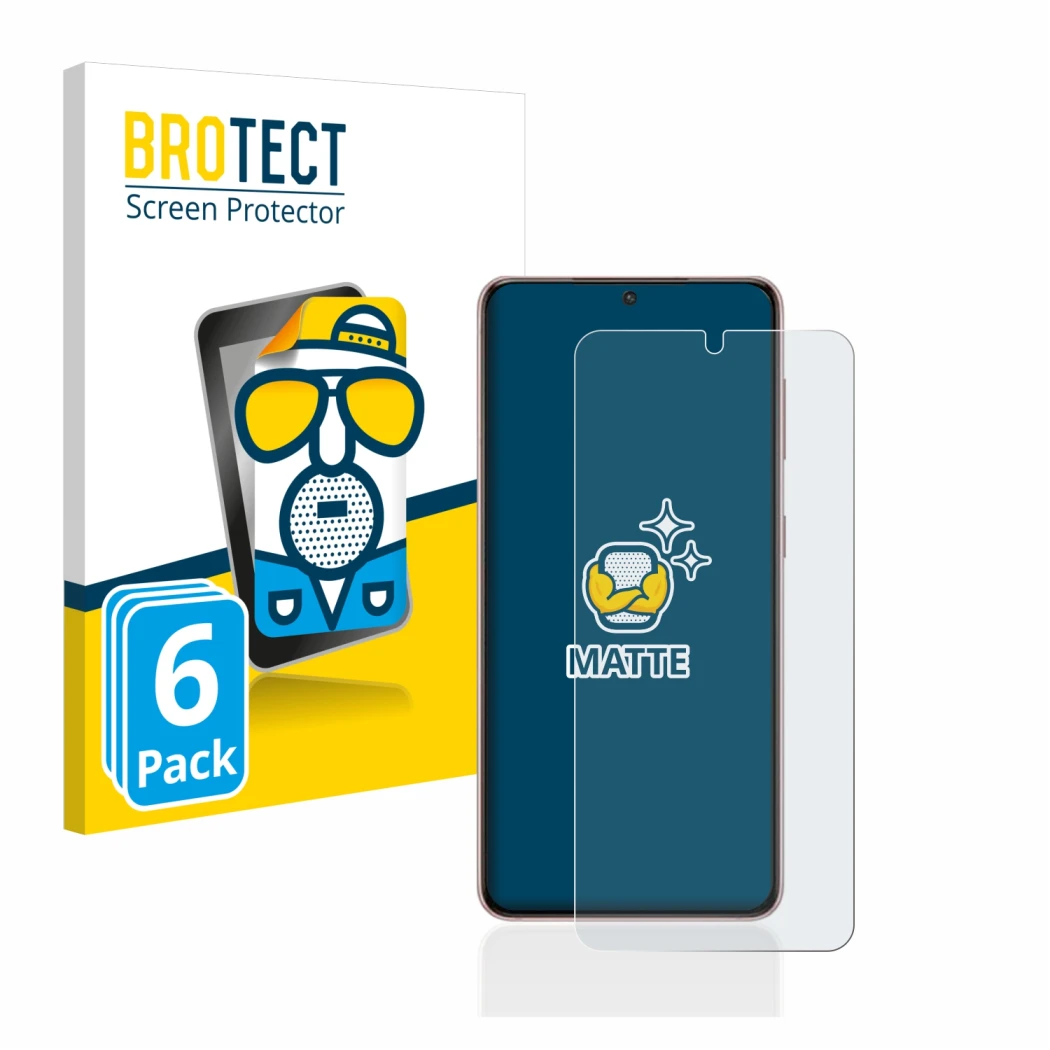 Parte frontale di una confezione del prodotto con il logo del marchio BROTECT. Accanto è raffigurato il dispositivo Samsung Ga