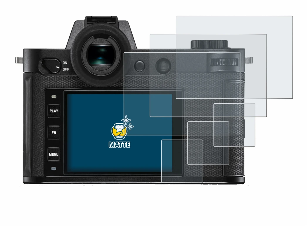 Immagine del dispositivo Leica SL2-S con un'ampia varietà di protezioni per lo schermo.