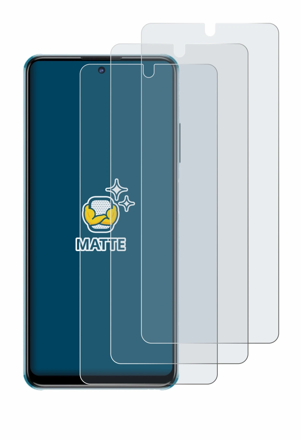 Immagine del dispositivo ZTE Blade V30 con un'ampia varietà di protezioni per lo schermo.