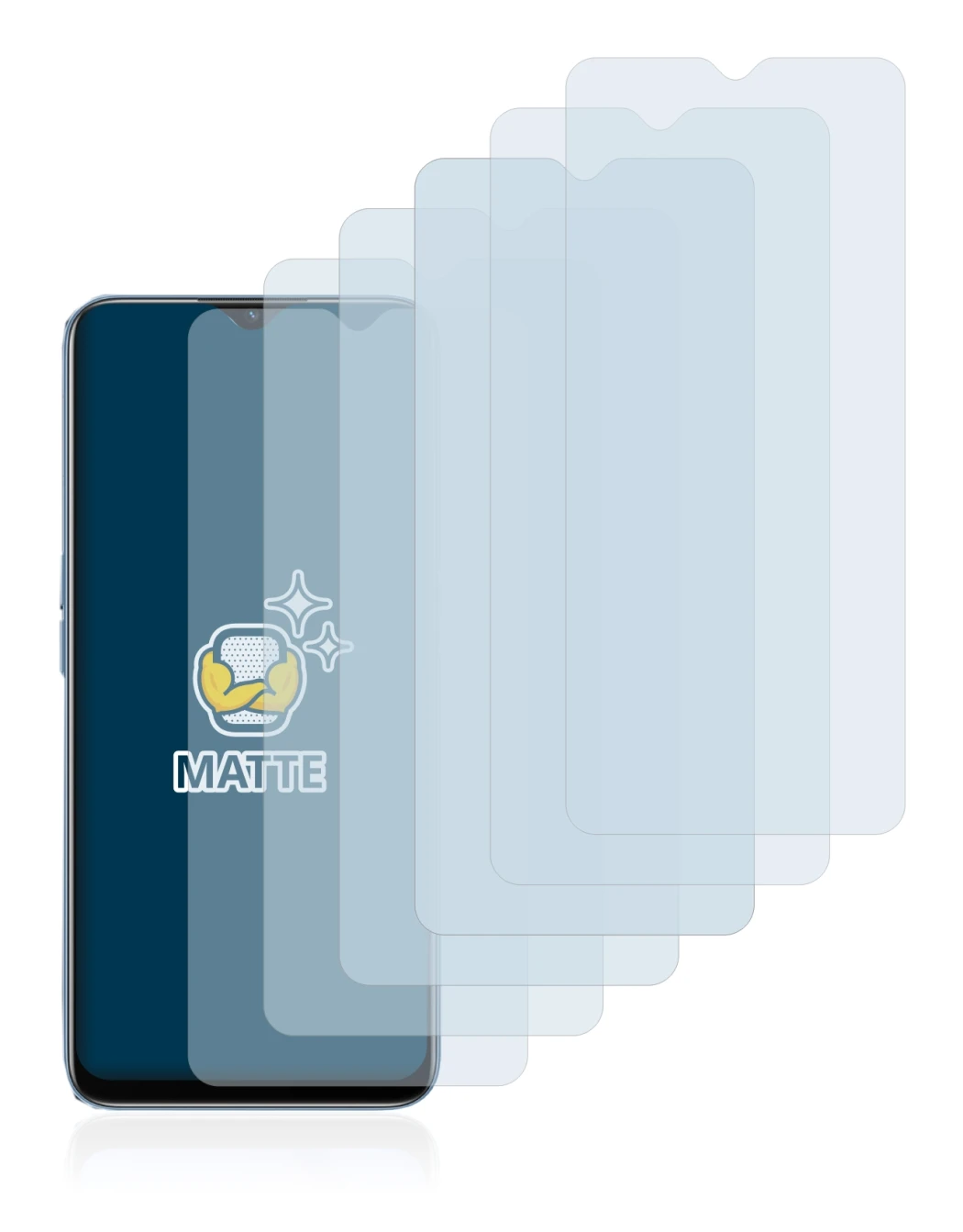 Immagine del dispositivo Oppo A16 con un'ampia varietà di protezioni per lo schermo.