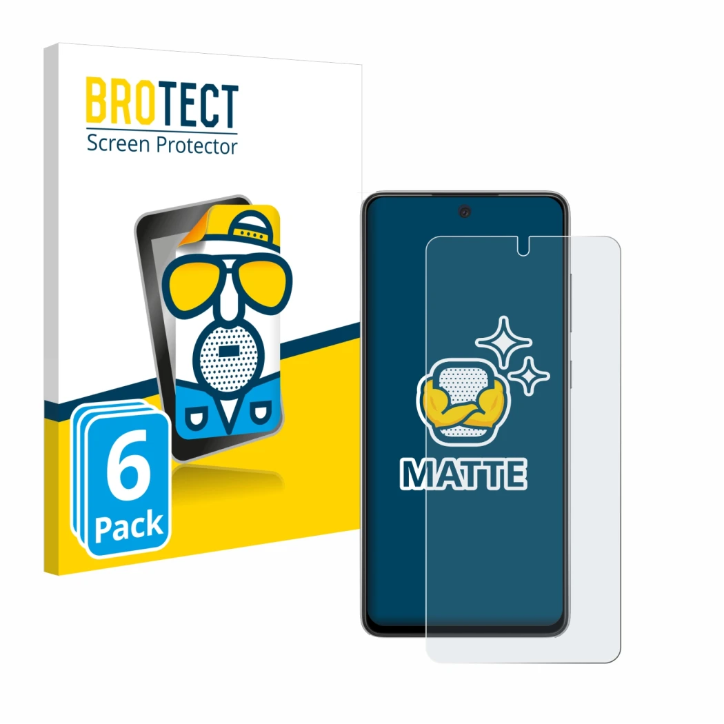 Parte frontale di una confezione del prodotto con il logo del marchio BROTECT. Accanto è raffigurato il dispositivo Samsung Ga