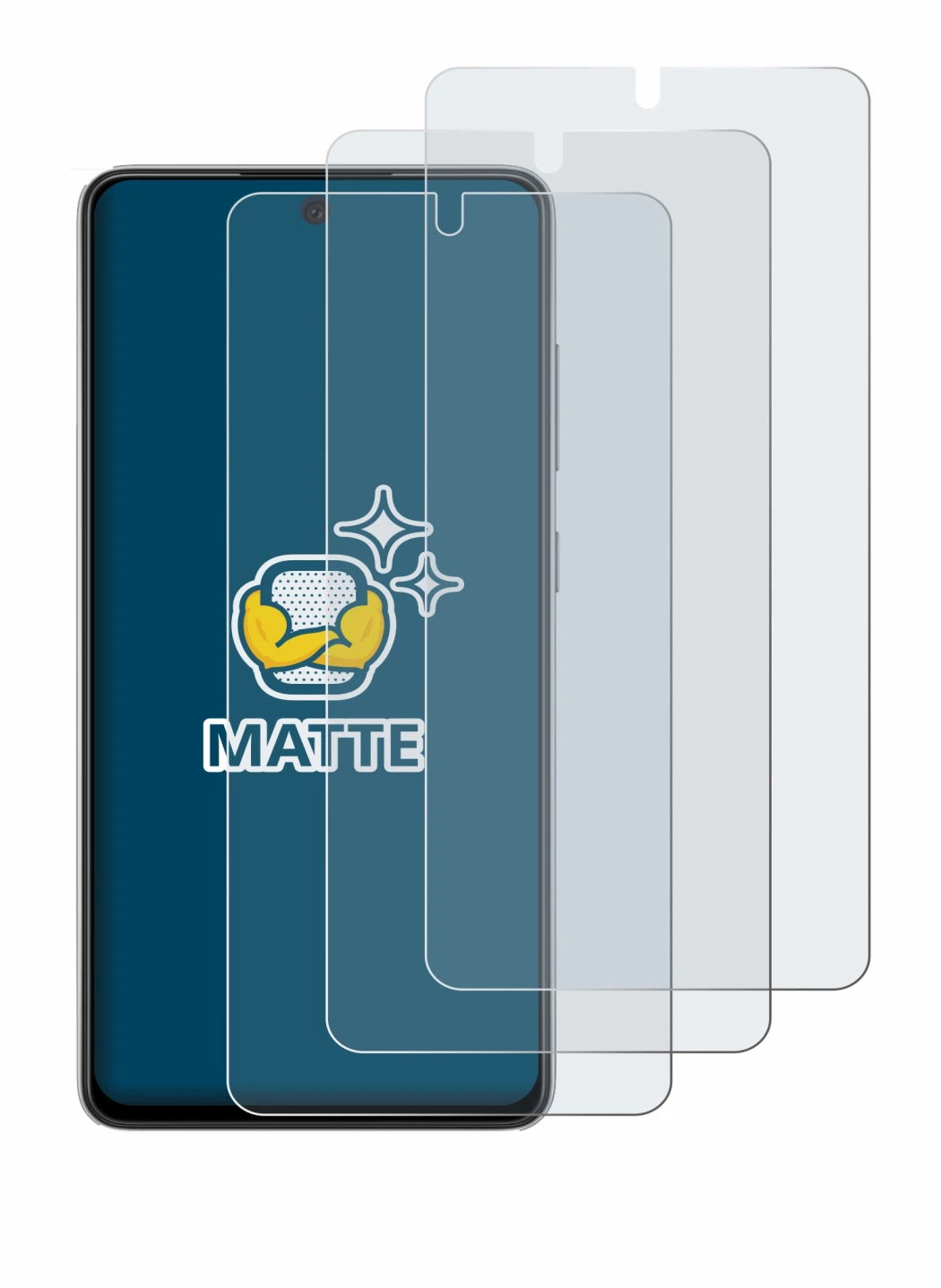 Immagine del dispositivo Samsung Galaxy A52s 5G con un'ampia varietà di protezioni per lo schermo.