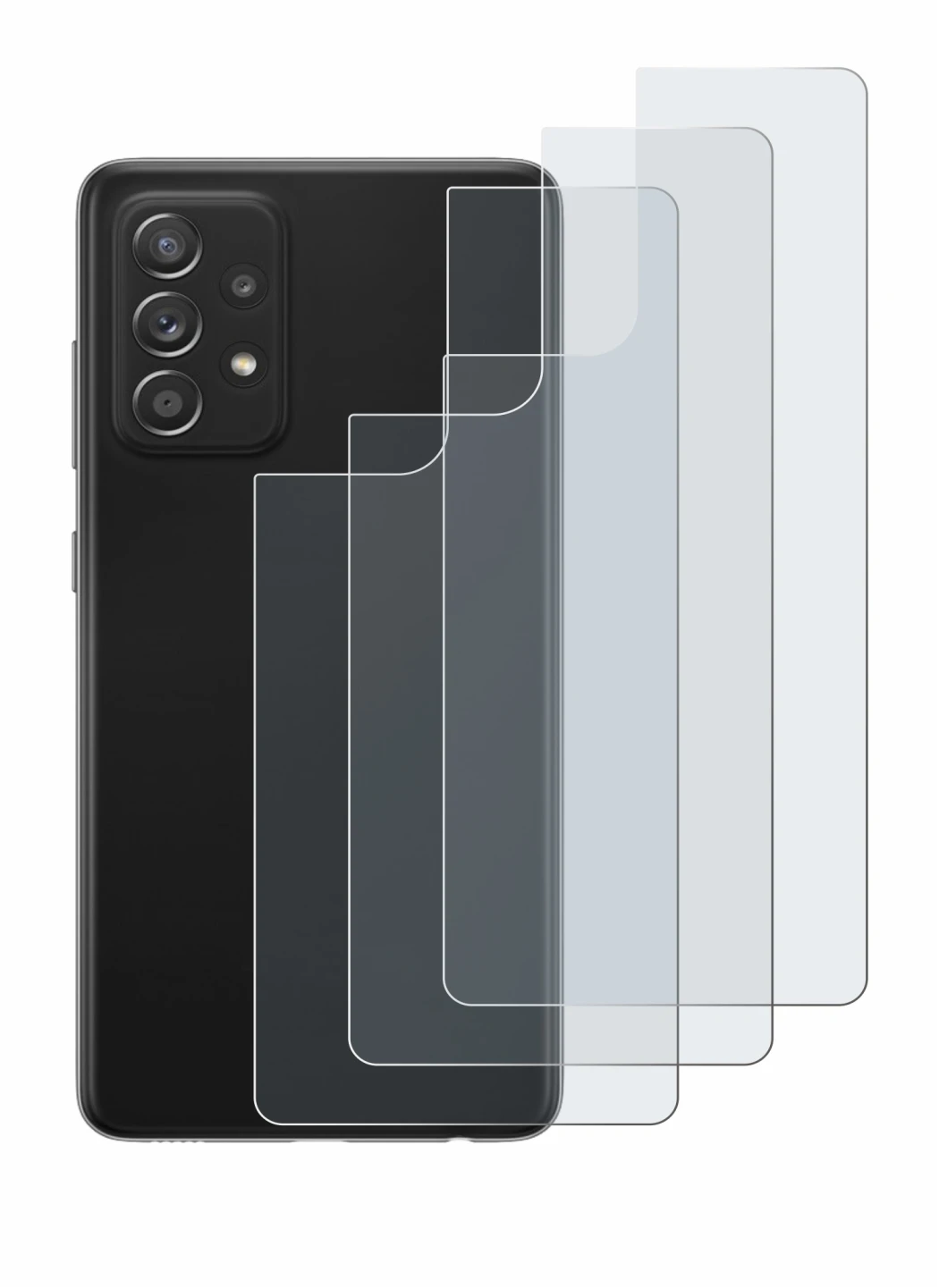 Immagine del dispositivo Samsung Galaxy A52s 5G (Posteriore) con un'ampia varietà di protezioni per lo schermo.