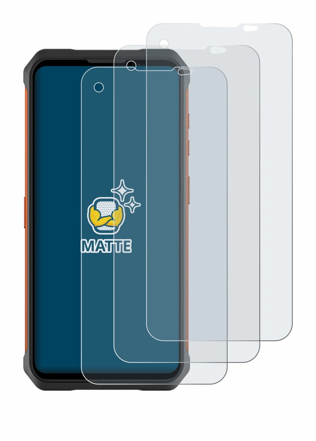 Immagine del dispositivo Doogee V10 con un'ampia varietà di protezioni per lo schermo.