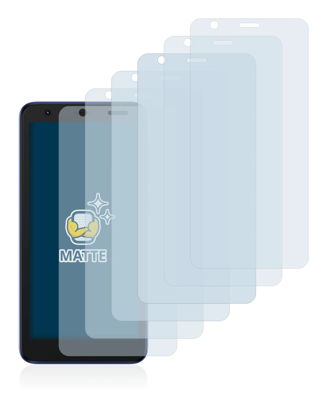 Immagine del dispositivo ZTE Blade L9 con un'ampia varietà di protezioni per lo schermo.