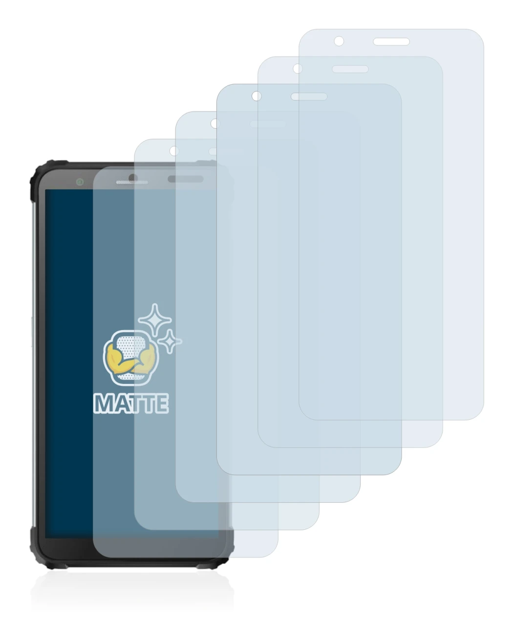 Immagine del dispositivo Blackview BV6600 Pro con un'ampia varietà di protezioni per lo schermo.