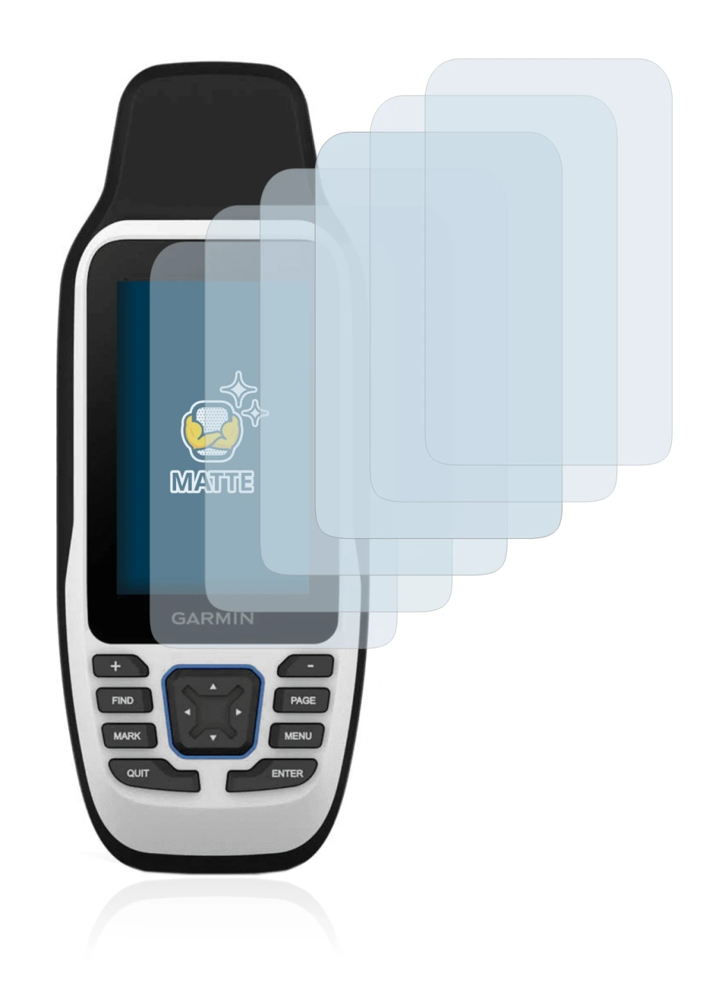 Immagine del dispositivo Garmin GPSMAP 79s con un'ampia varietà di protezioni per lo schermo.