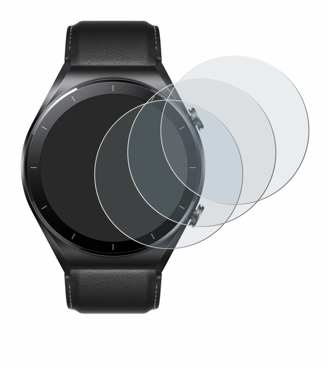 Immagine del dispositivo Xiaomi Watch S1 con un'ampia varietà di protezioni per lo schermo.