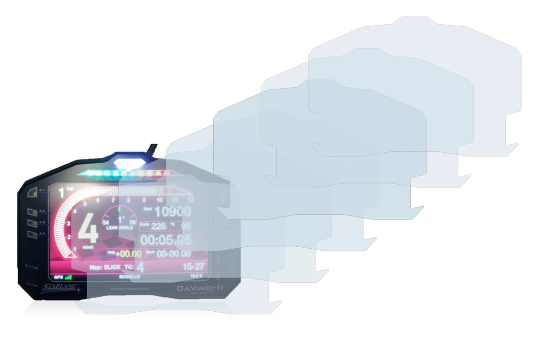 Immagine del dispositivo Starlane DaVinci-II S con un'ampia varietà di protezioni per lo schermo.