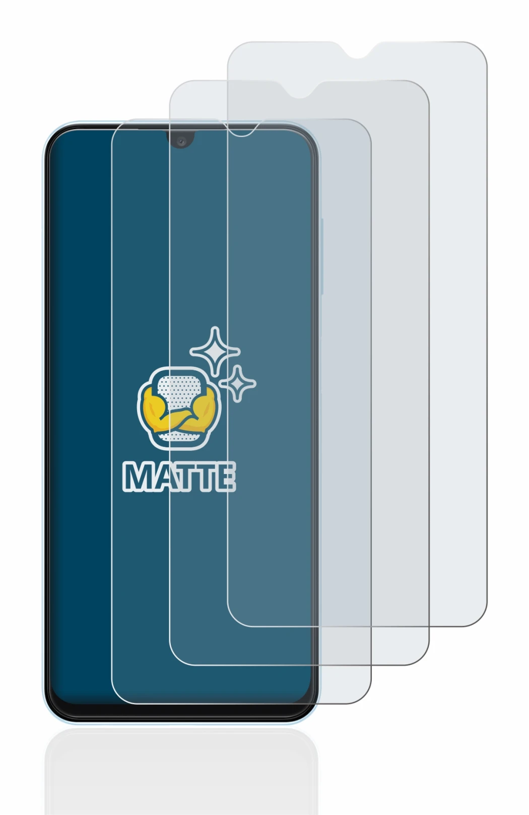 Immagine del dispositivo Samsung Galaxy A13 con un'ampia varietà di protezioni per lo schermo.
