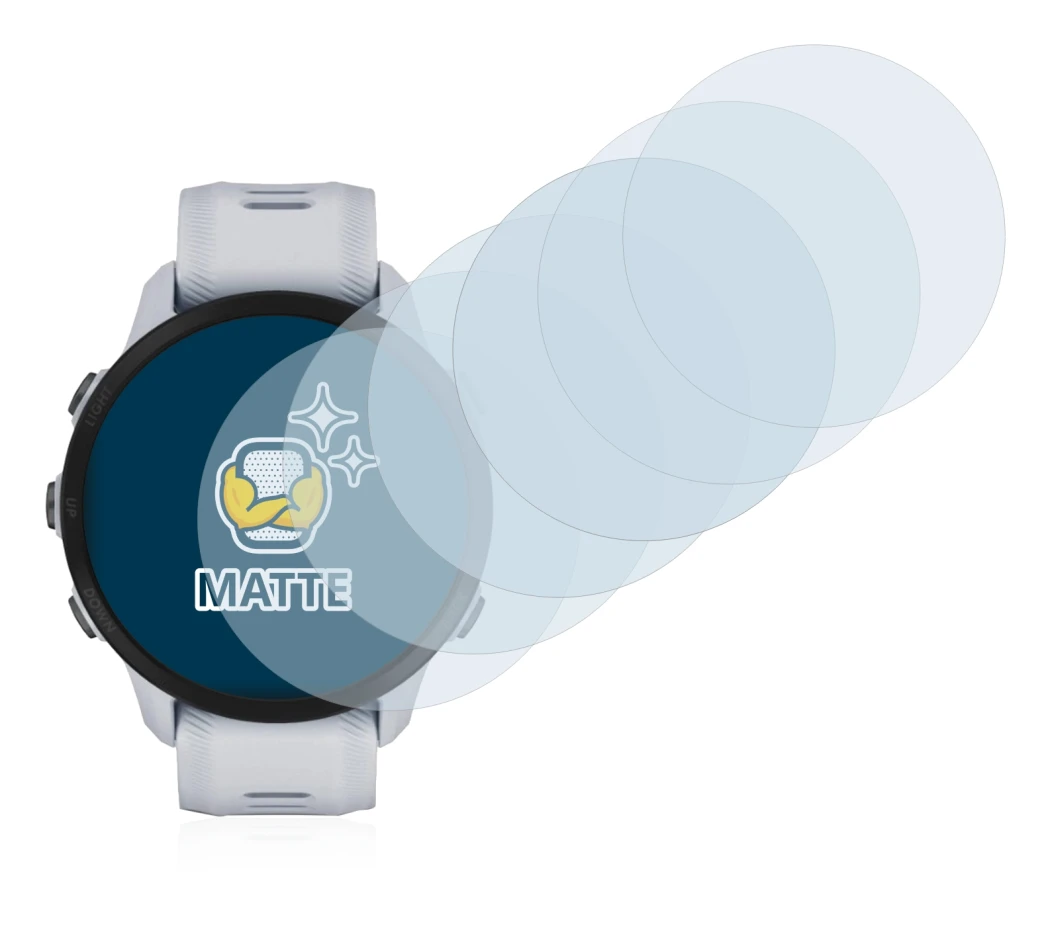 Immagine del dispositivo Garmin Forerunner 955 Solar con un'ampia varietà di protezioni per lo schermo.