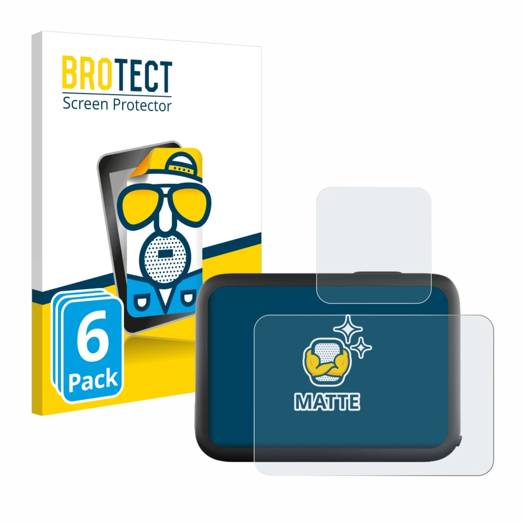 Parte frontale di una confezione del prodotto con il logo del marchio BROTECT. Accanto è raffigurato il dispositivo GoPro Hero