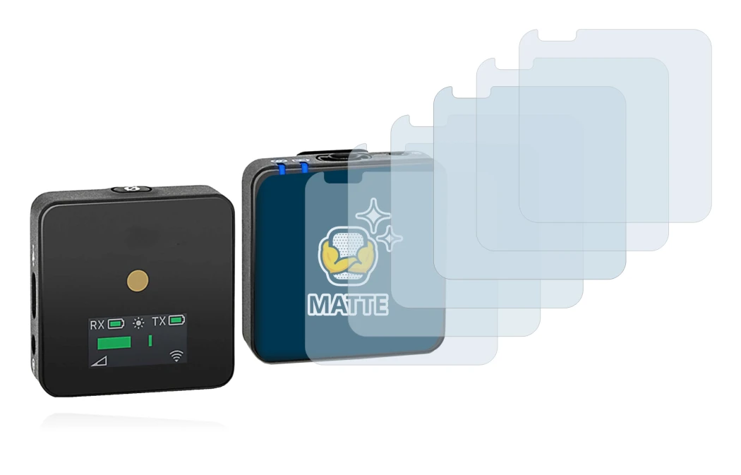 Immagine del dispositivo Rode Wireless GO II con un'ampia varietà di protezioni per lo schermo.
