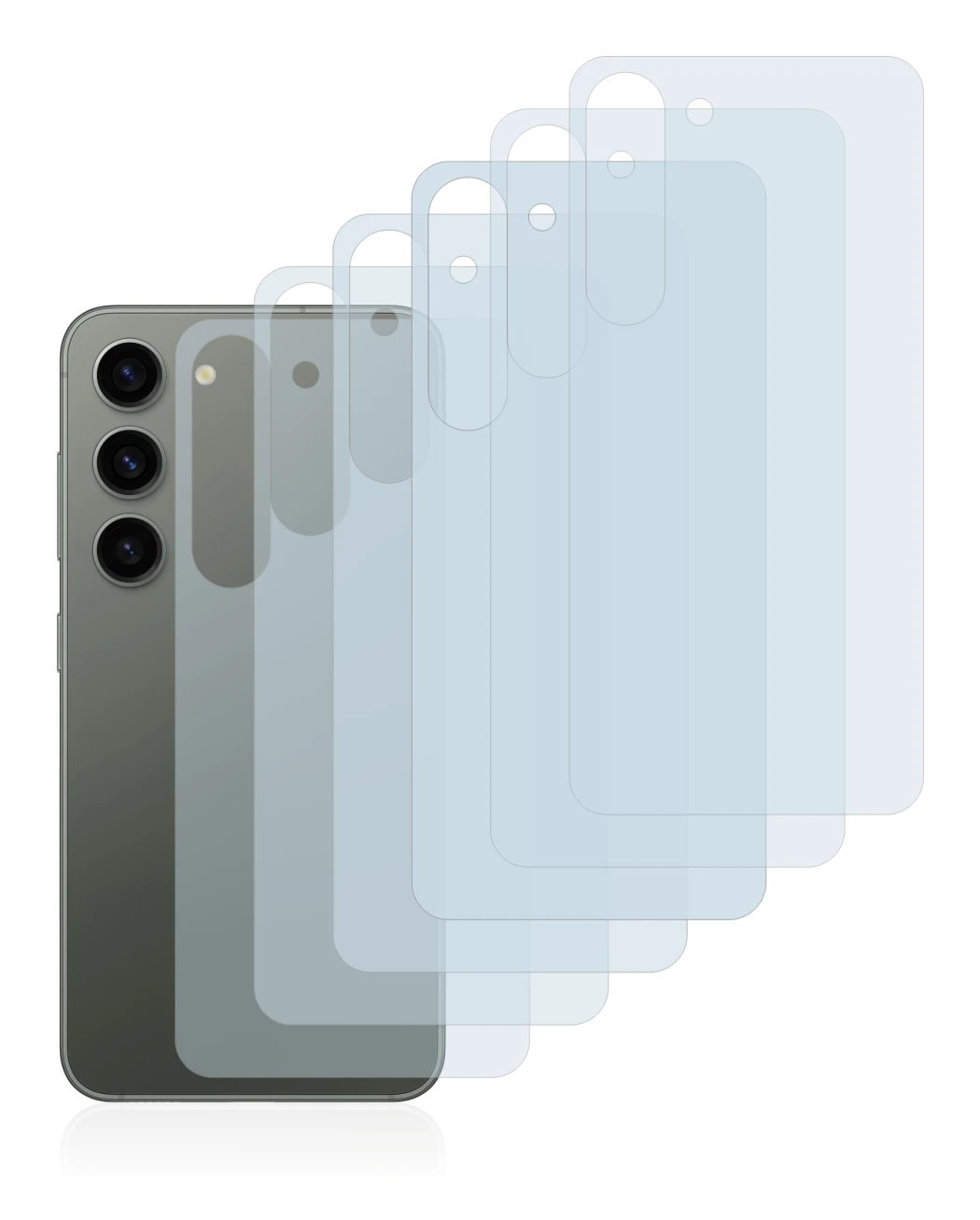 Immagine del dispositivo Samsung Galaxy S23 Plus (Posteriore) con un'ampia varietà di protezioni per lo schermo.