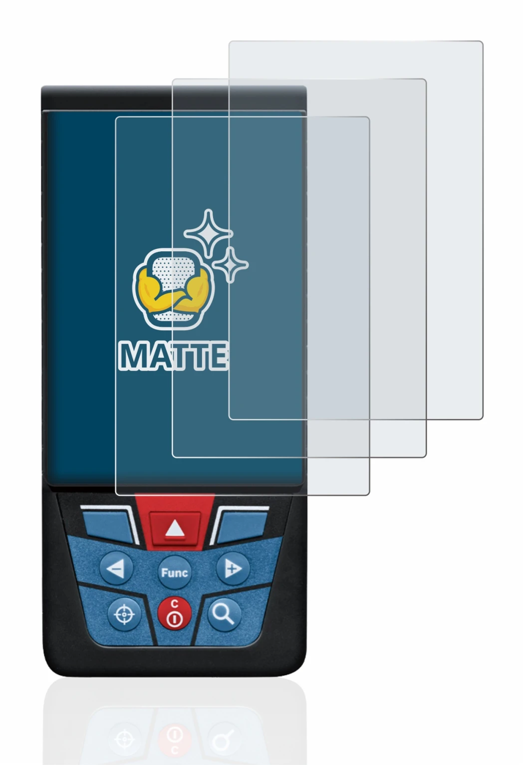 Immagine del dispositivo Bosch GLM 100-25c con un'ampia varietà di protezioni per lo schermo.
