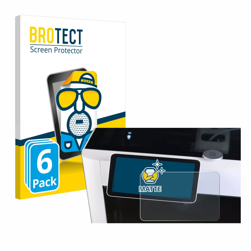 Parte frontale di una confezione del prodotto con il logo del marchio BROTECT. Accanto è raffigurato il dispositivo Bambu Lab