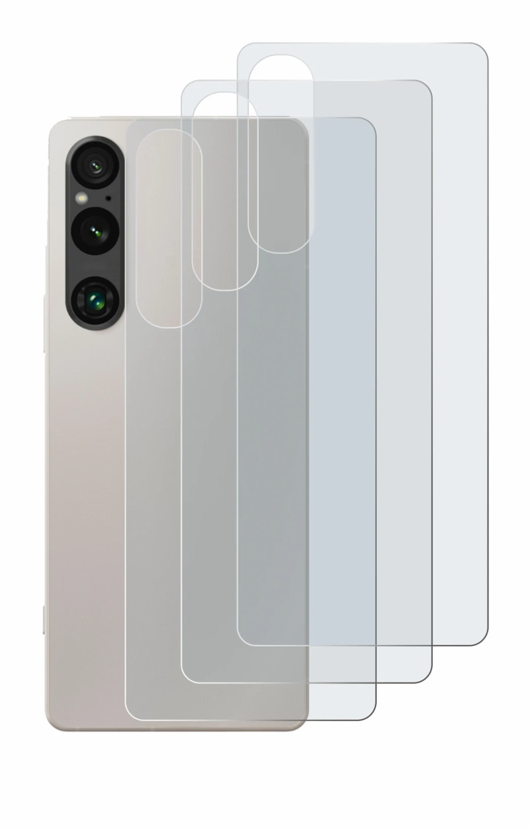 Immagine del dispositivo Sony Xperia 1 V (Posteriore) con un'ampia varietà di protezioni per lo schermo.
