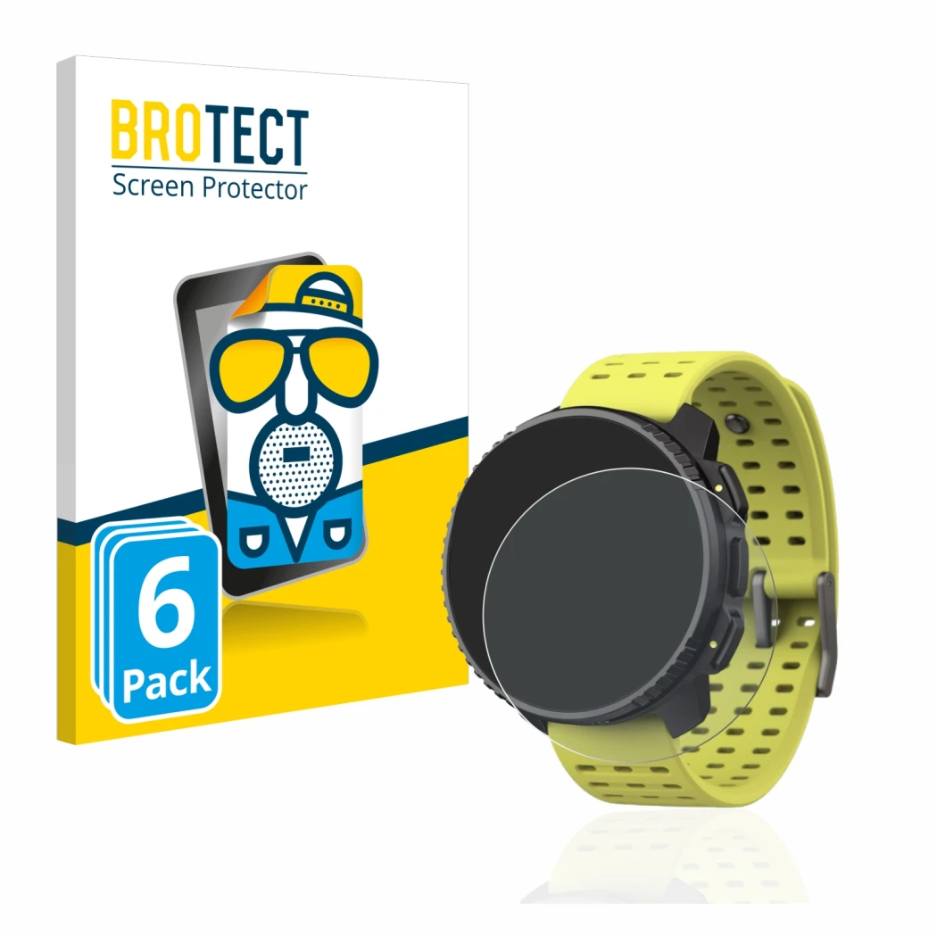 Parte frontale di una confezione del prodotto con il logo del marchio BROTECT. Accanto è raffigurato il dispositivo Suunto Ver