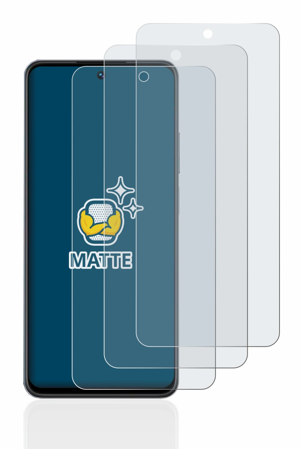 Immagine del dispositivo realme C55 con un'ampia varietà di protezioni per lo schermo.