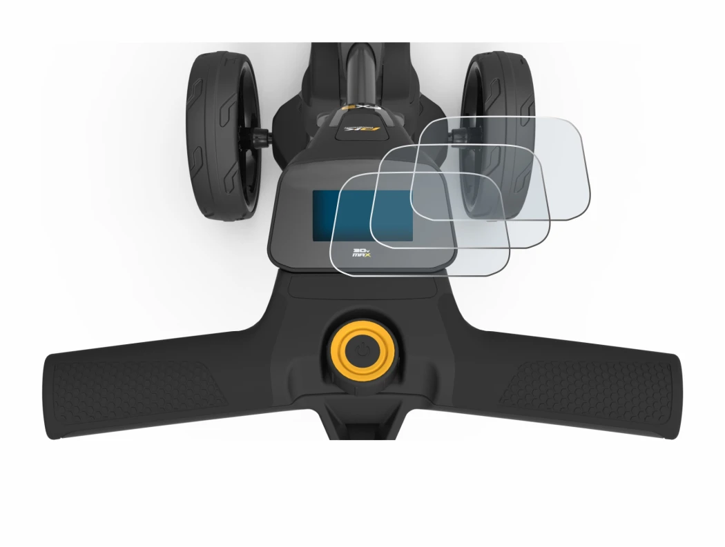 Immagine del dispositivo PowaKaddy FX3 con un'ampia varietà di protezioni per lo schermo.