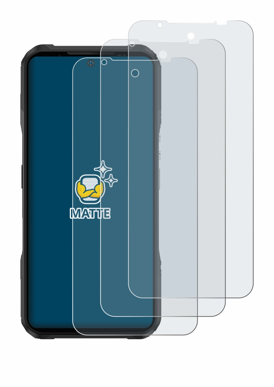 Immagine del dispositivo Doogee V20 Pro con un'ampia varietà di protezioni per lo schermo.