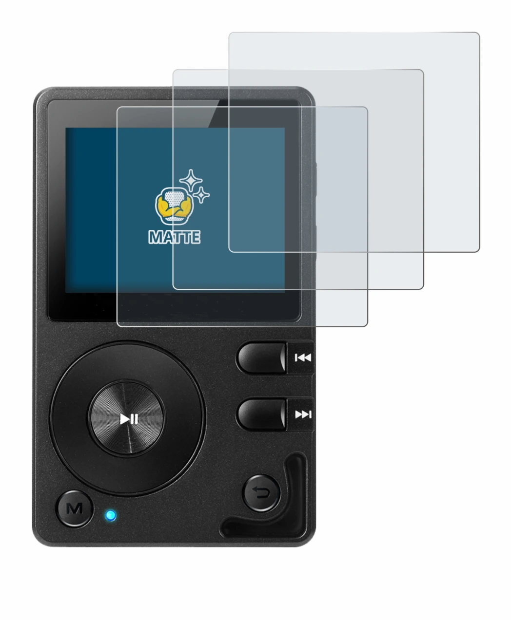 Immagine del dispositivo Hifi Walker H2 con un'ampia varietà di protezioni per lo schermo.