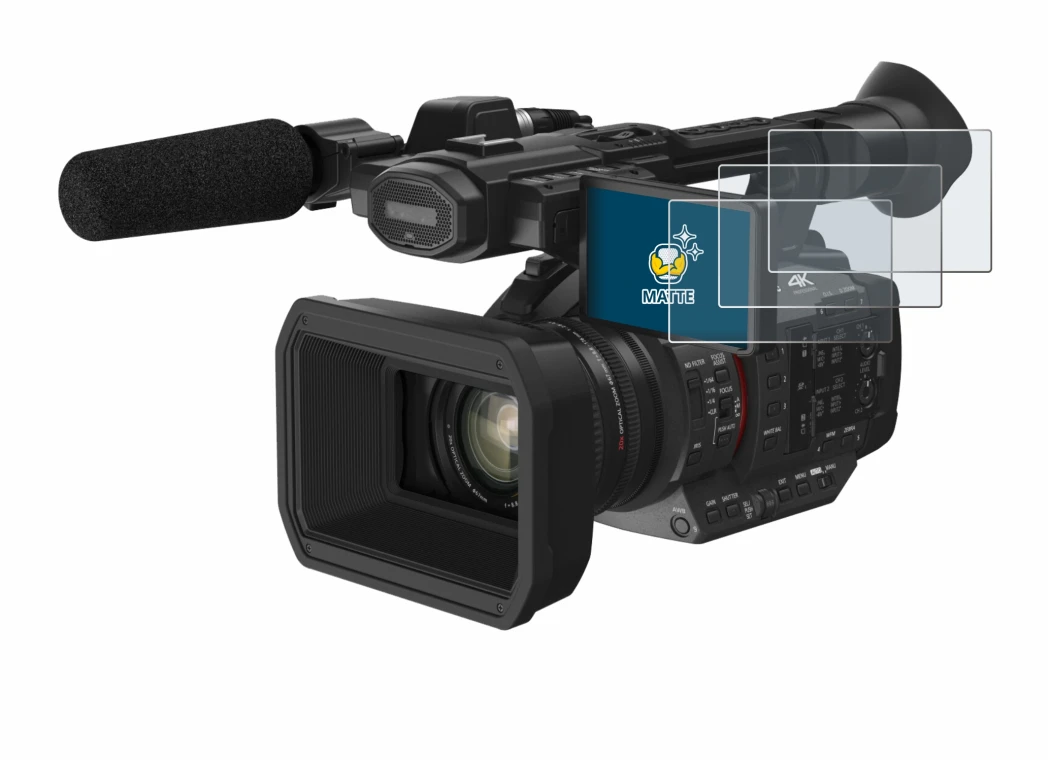 Immagine del dispositivo Panasonic HC-X2 con un'ampia varietà di protezioni per lo schermo.