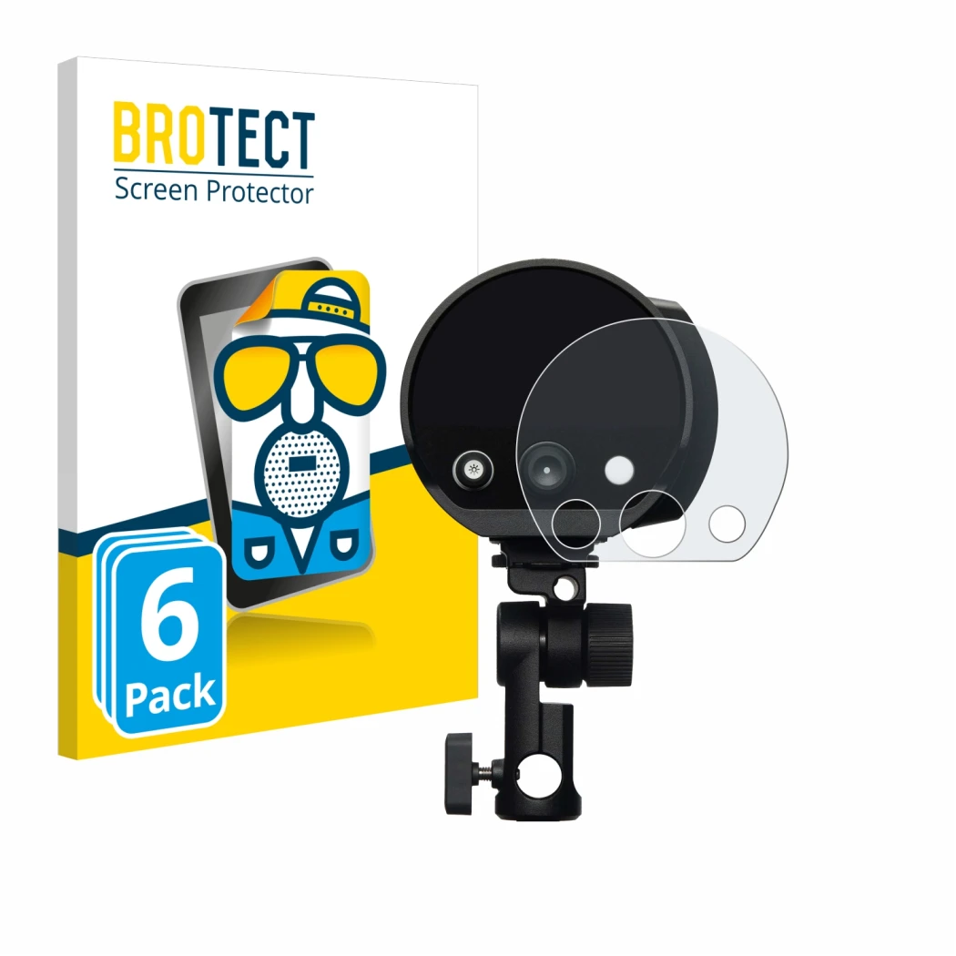 Parte frontale di una confezione del prodotto con il logo del marchio BROTECT. Accanto è raffigurato il dispositivo Profoto B1