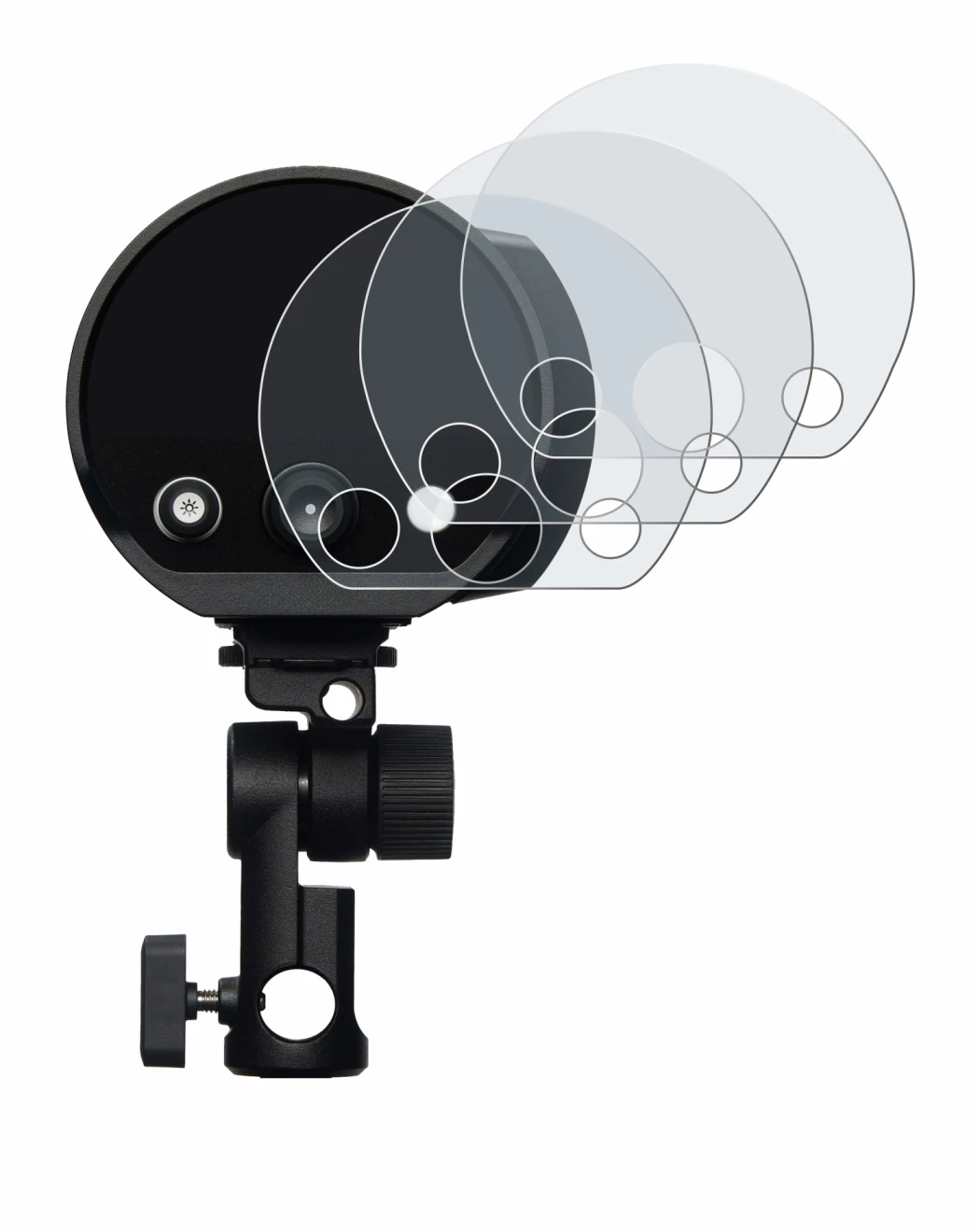 Immagine del dispositivo Profoto B10X con un'ampia varietà di protezioni per lo schermo.