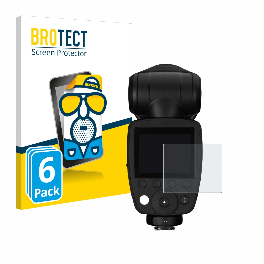 Parte frontale di una confezione del prodotto con il logo del marchio BROTECT. Accanto è raffigurato il dispositivo Profoto A1