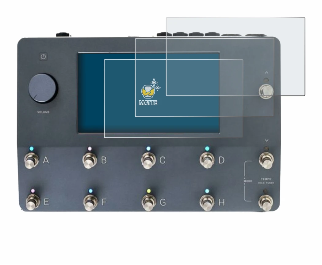 Immagine del dispositivo Neural DSP Quad Cortex con un'ampia varietà di protezioni per lo schermo.