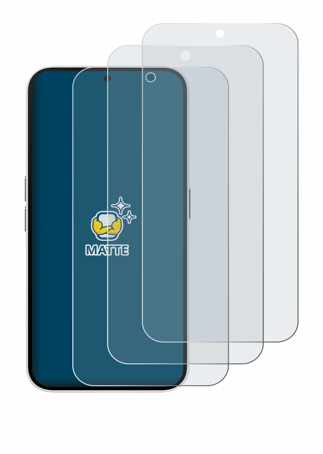Immagine del dispositivo Nothing Phone (2a) con un'ampia varietà di protezioni per lo schermo.