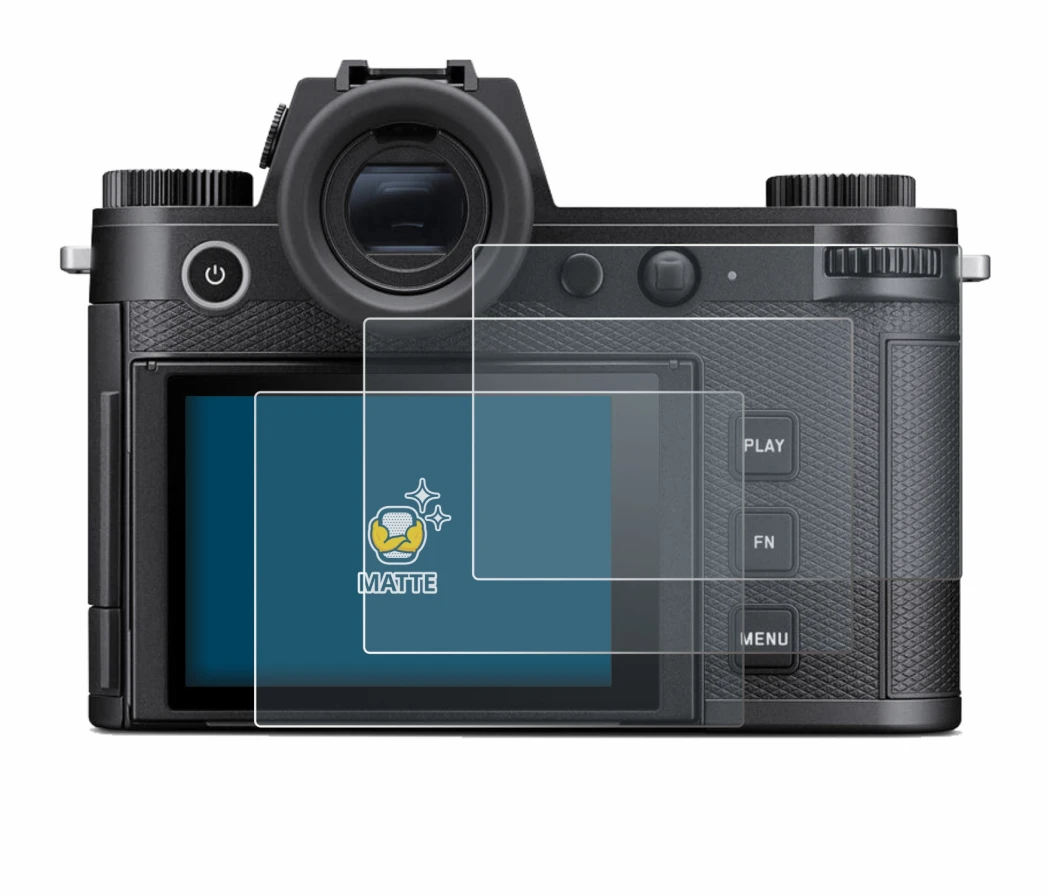 Immagine del dispositivo Leica SL3 con un'ampia varietà di protezioni per lo schermo.