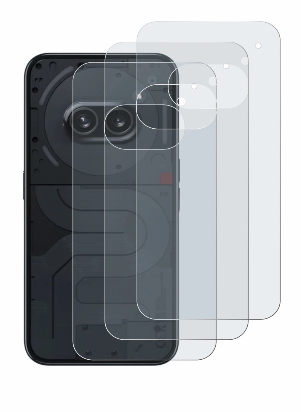 Immagine del dispositivo Nothing Phone (2a) (Posteriore) con un'ampia varietà di protezioni per lo schermo.
