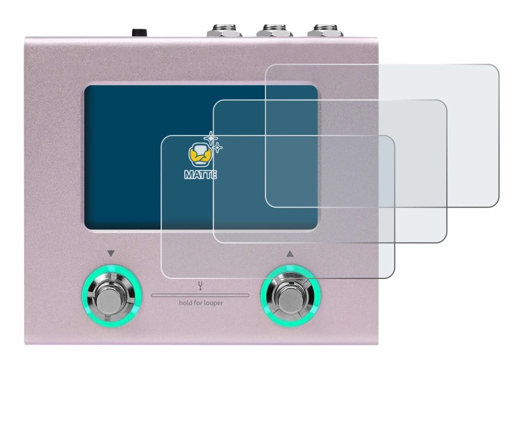 Immagine del dispositivo Hotone Ampero Mini con un'ampia varietà di protezioni per lo schermo.