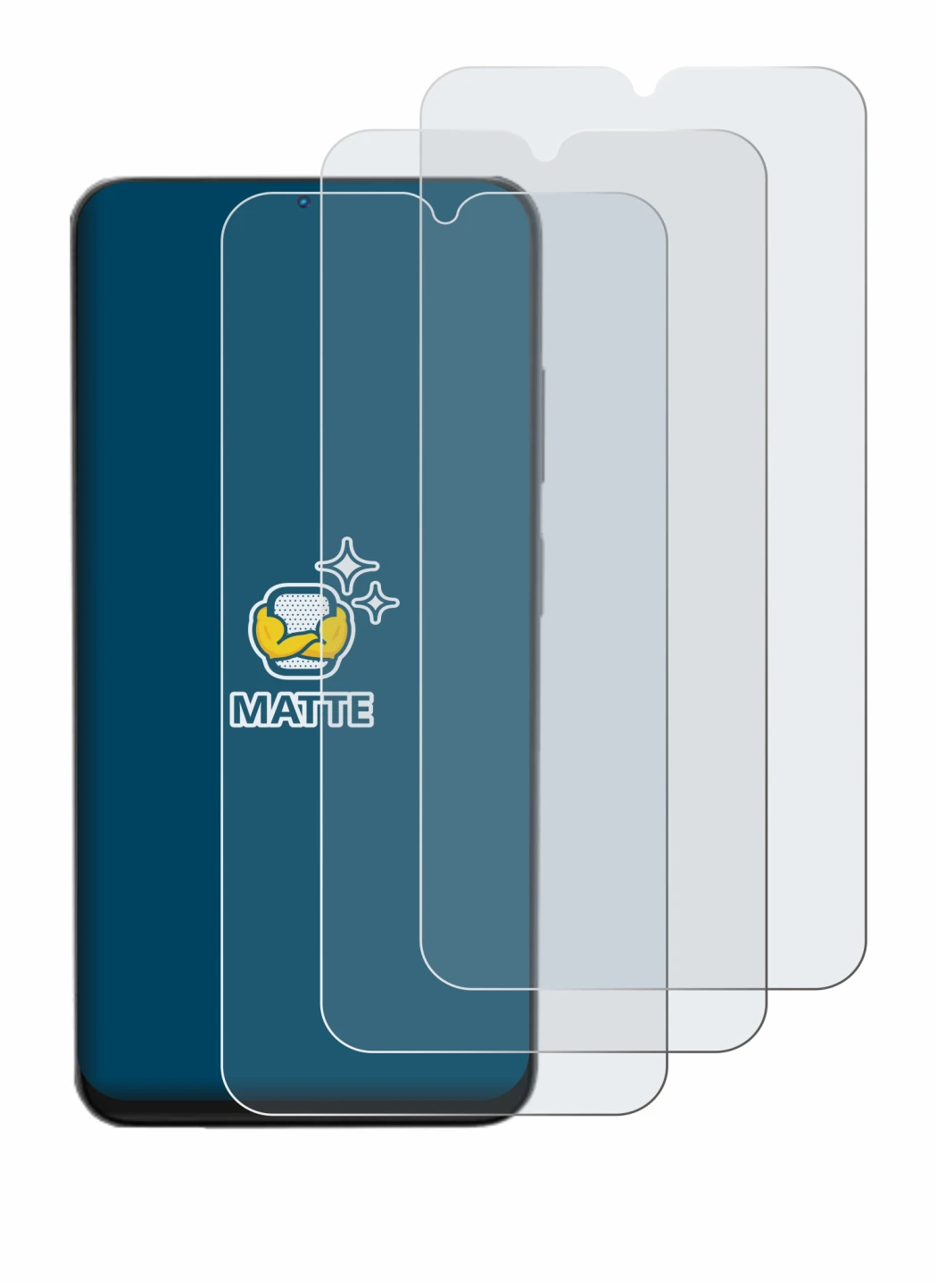 Immagine del dispositivo Doogee N55 Pro con un'ampia varietà di protezioni per lo schermo.