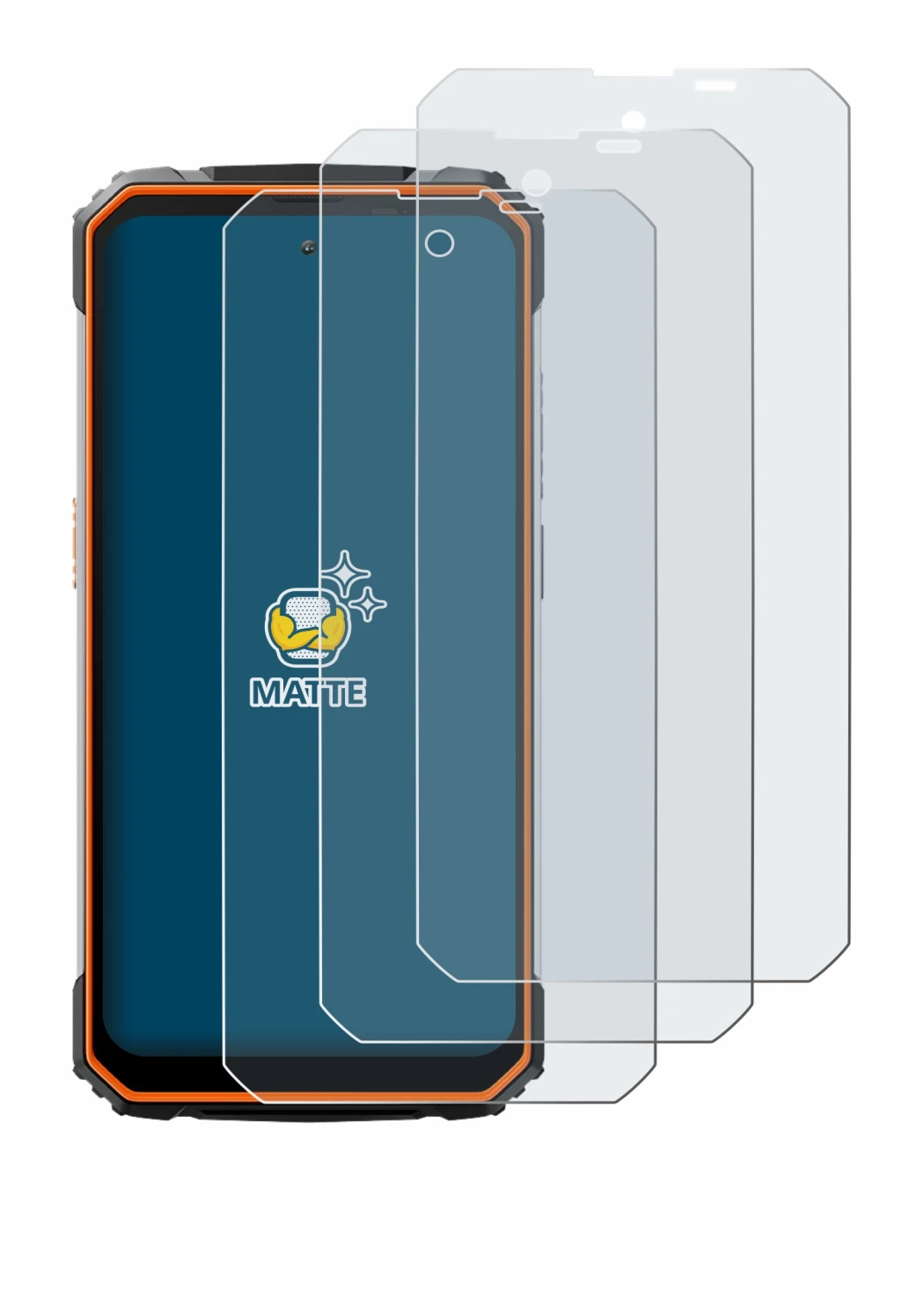 Immagine del dispositivo Blackview BV8100 con un'ampia varietà di protezioni per lo schermo.