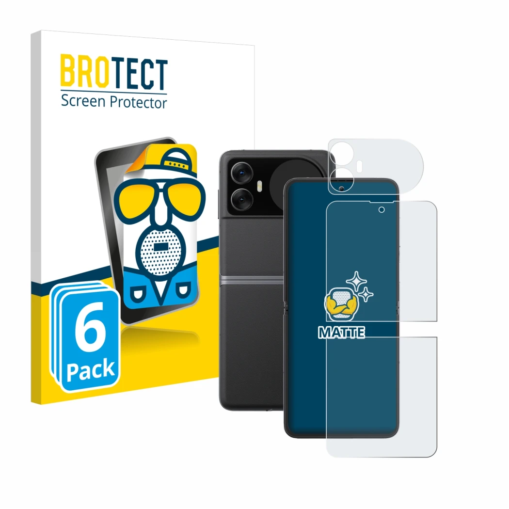 Parte frontale di una confezione del prodotto con il logo del marchio BROTECT. Accanto è raffigurato il dispositivo Blackview 