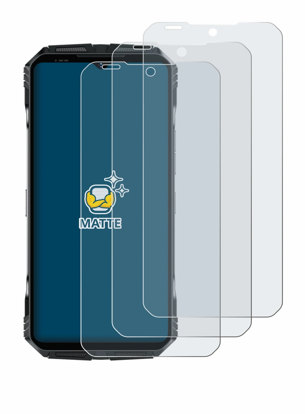 Immagine del dispositivo Doogee S118 con un'ampia varietà di protezioni per lo schermo.