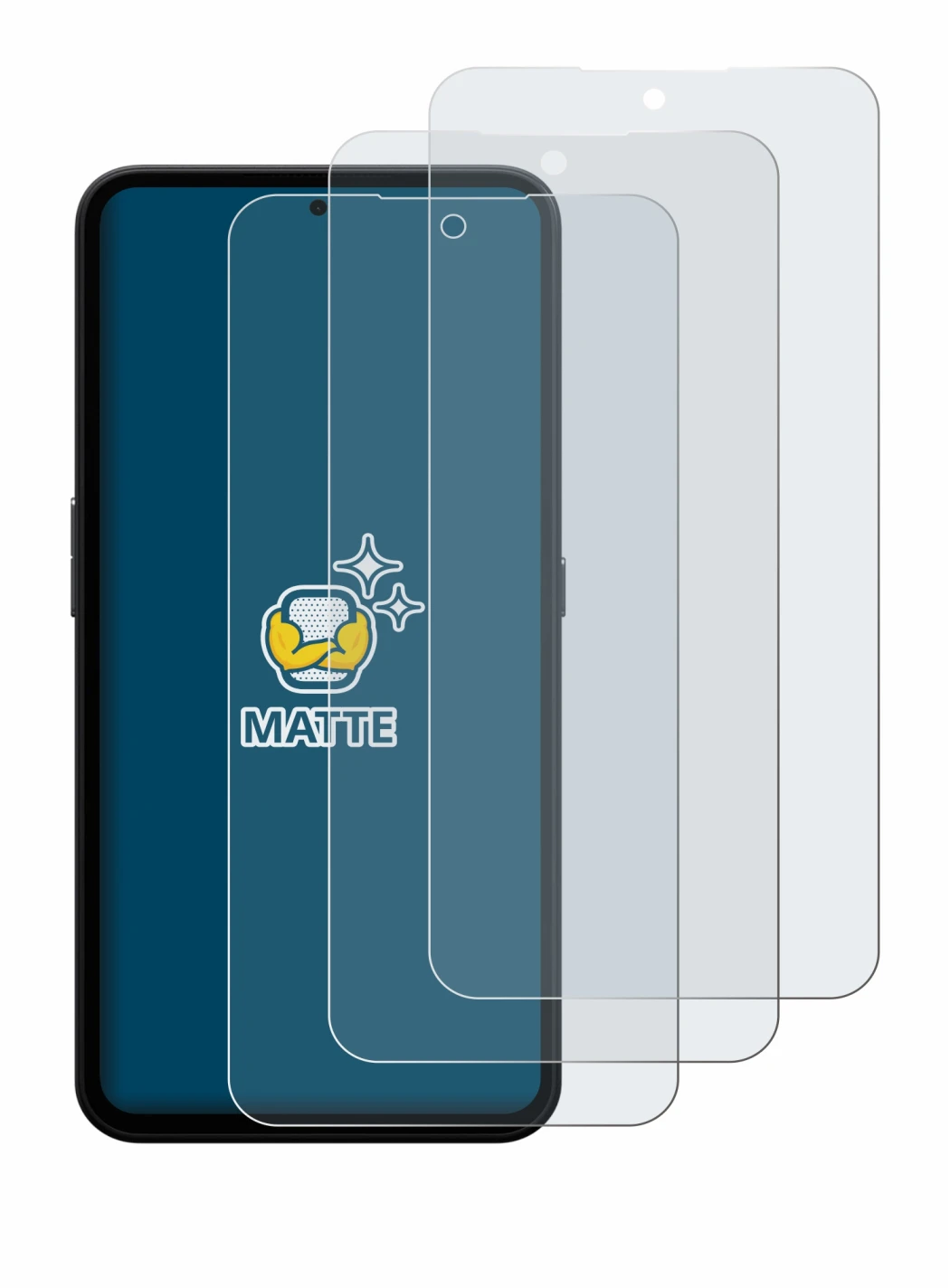 Immagine del dispositivo Nothing CMF Phone 1 con un'ampia varietà di protezioni per lo schermo.