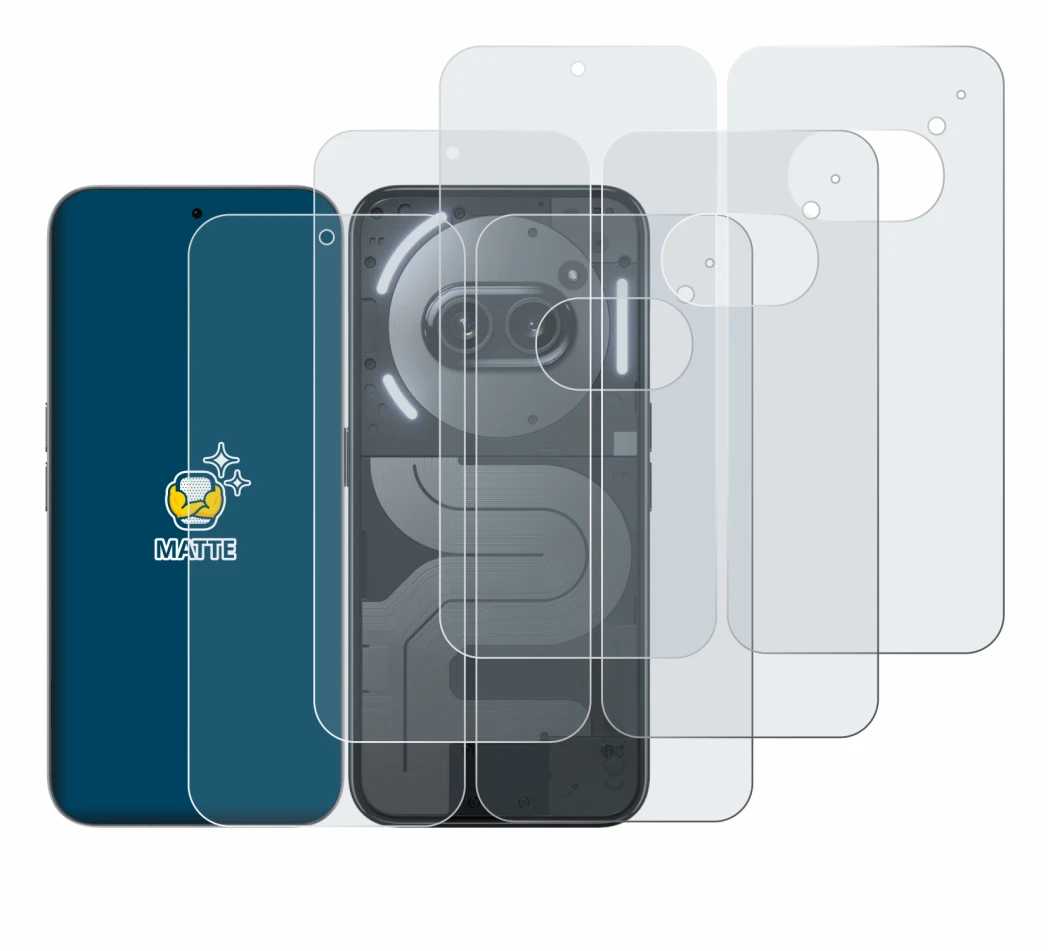 Immagine del dispositivo Nothing Phone (2a) Plus (Fronte+Retro) con un'ampia varietà di protezioni per lo schermo.