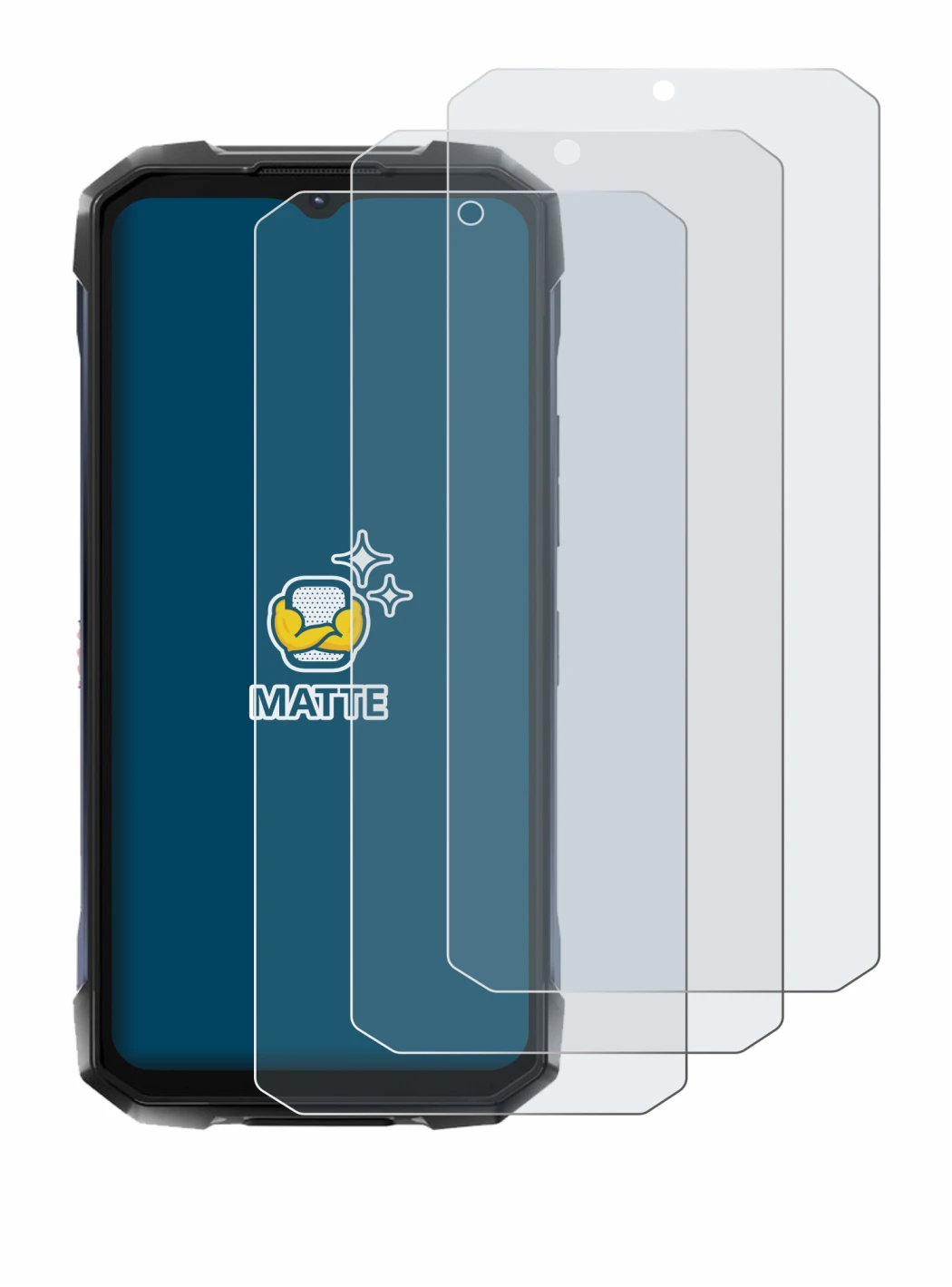 Immagine del dispositivo Hotwav Hyper 7 Pro con un'ampia varietà di protezioni per lo schermo.
