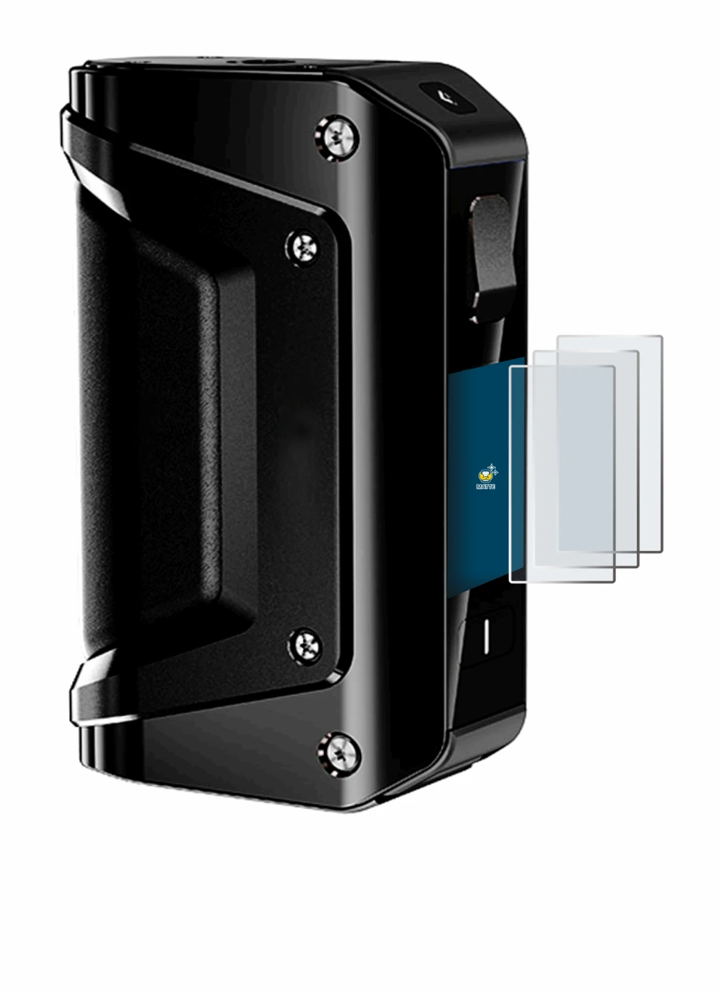 Immagine del dispositivo geekvape Aegis 3 con un'ampia varietà di protezioni per lo schermo.