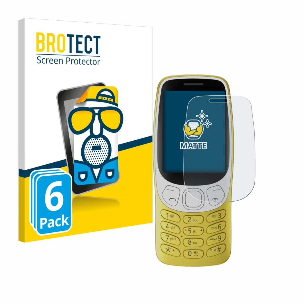 Parte frontale di una confezione del prodotto con il logo del marchio BROTECT. Accanto è raffigurato il dispositivo Nokia 3210