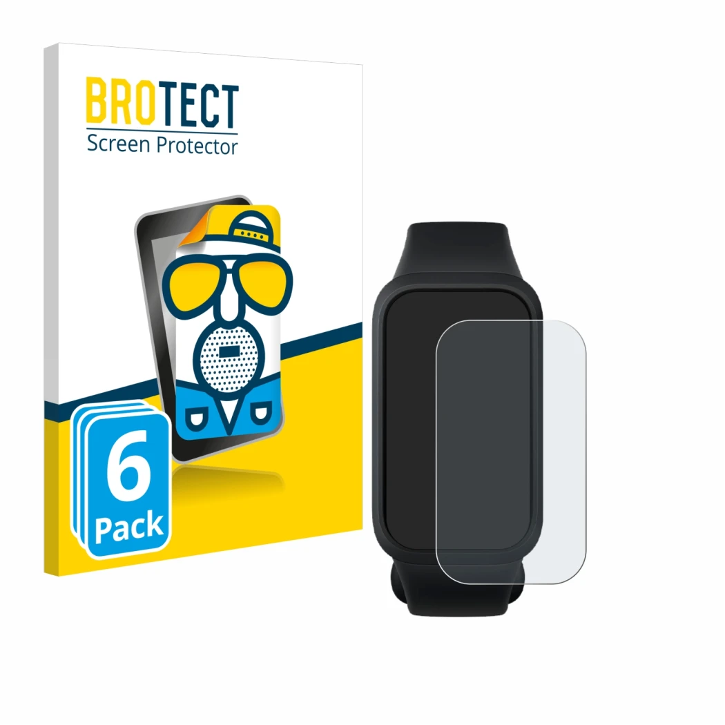 Parte frontale di una confezione del prodotto con il logo del marchio BROTECT. Accanto è raffigurato il dispositivo Xiaomi Sma