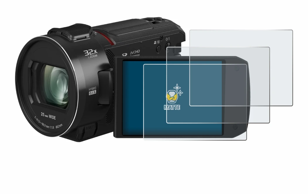 Immagine del dispositivo Panasonic HC-VX3 con un'ampia varietà di protezioni per lo schermo.
