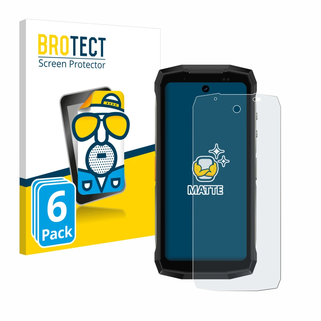 Parte frontale di una confezione del prodotto con il logo del marchio BROTECT. Accanto è raffigurato il dispositivo Ulefone Ar