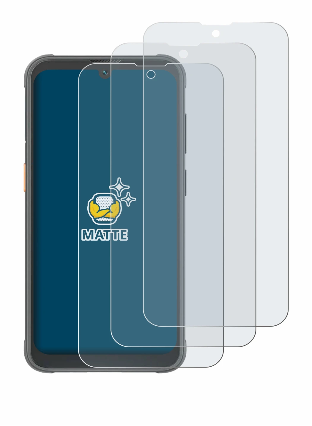Immagine del dispositivo Blackview BV5200 Pro con un'ampia varietà di protezioni per lo schermo.