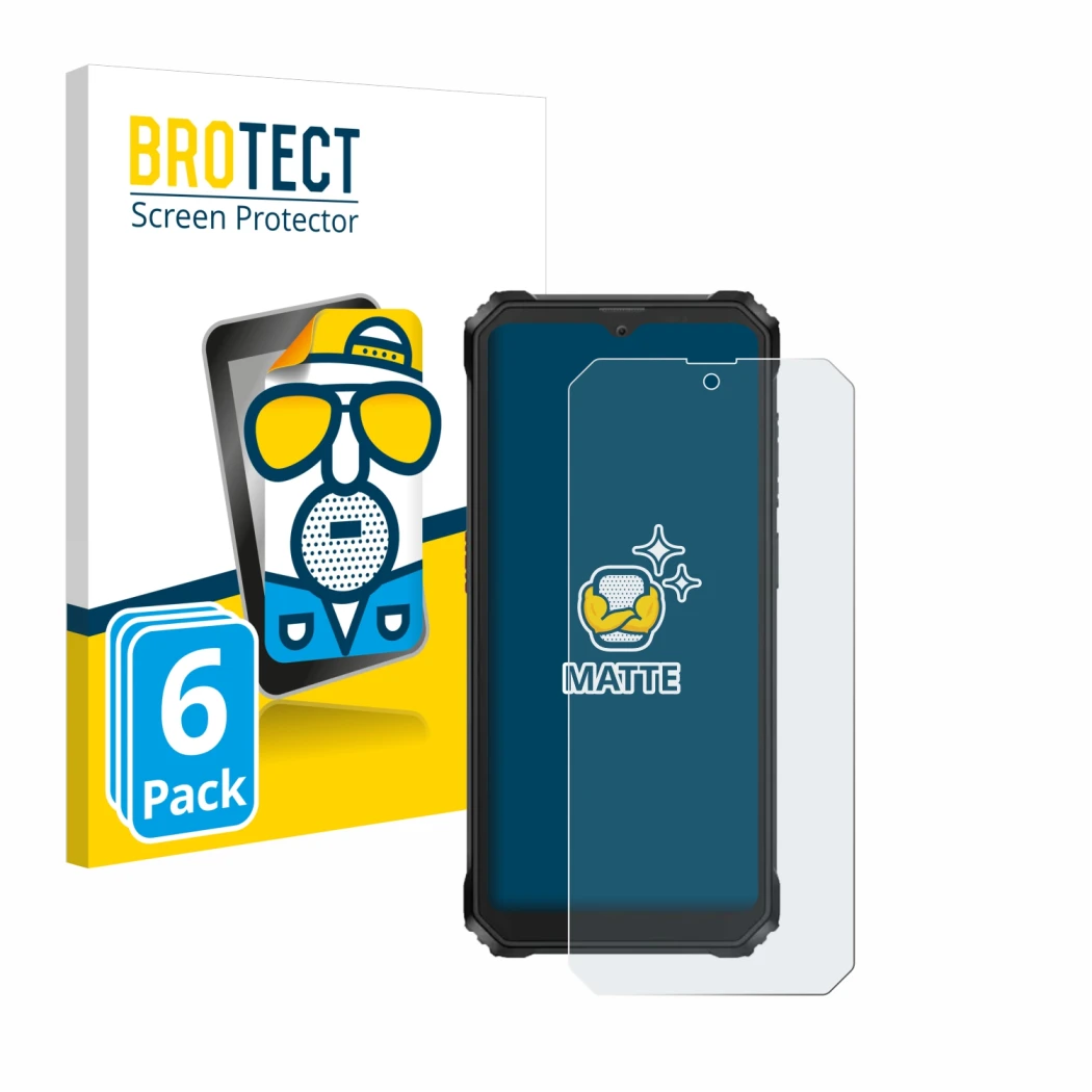 Parte frontale di una confezione del prodotto con il logo del marchio BROTECT. Accanto è raffigurato il dispositivo Blackview 