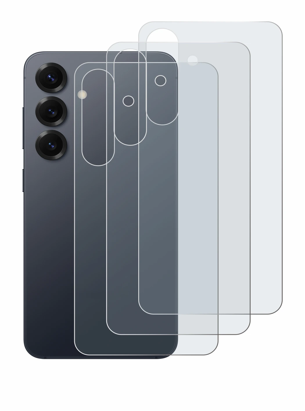 Immagine del dispositivo Samsung Galaxy S25 (Posteriore) con un'ampia varietà di protezioni per lo schermo.